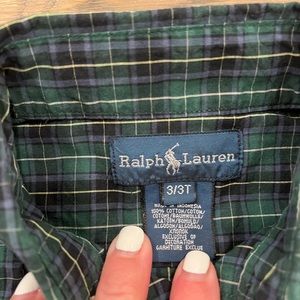 Boy's Ralph Lauren Plaid Embroidered Logo Long Sleeve Button Down Shirt Size 3T